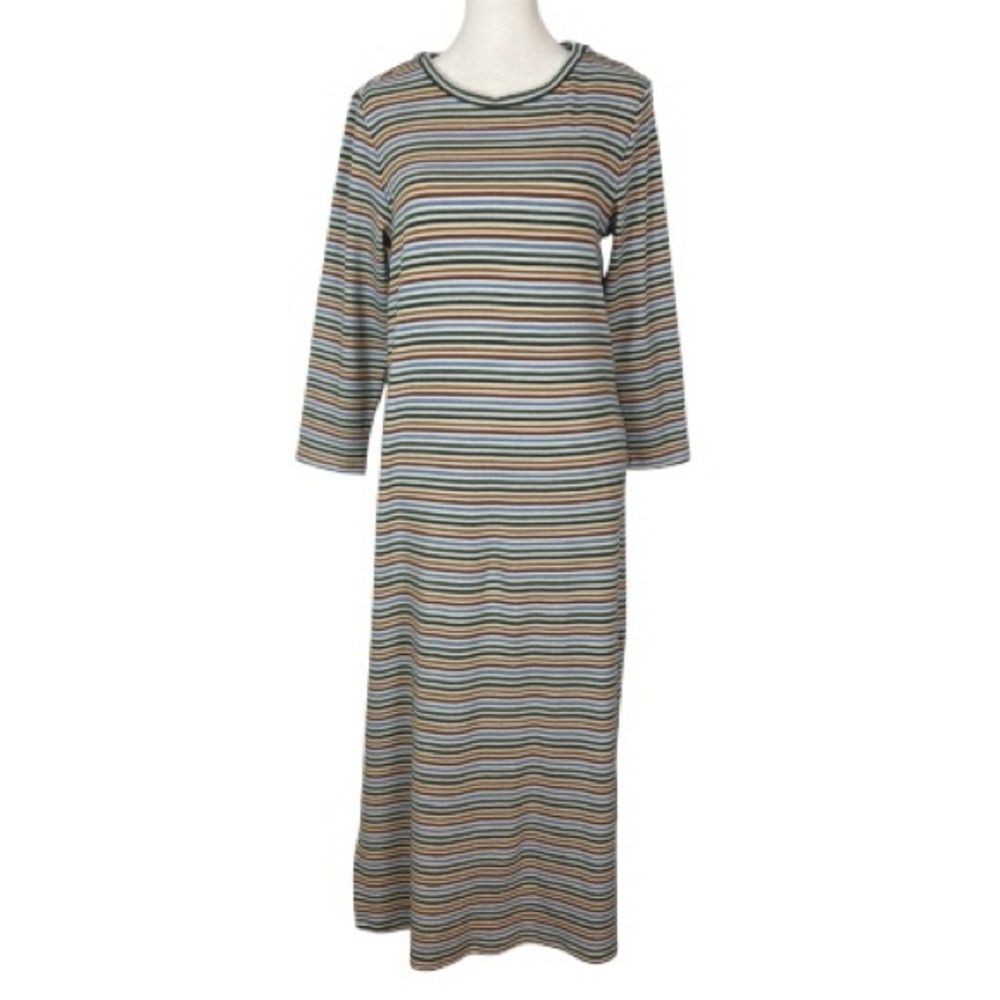 Rachel Antonoff multicolored striped 3/4 sleeve midi dress size Large